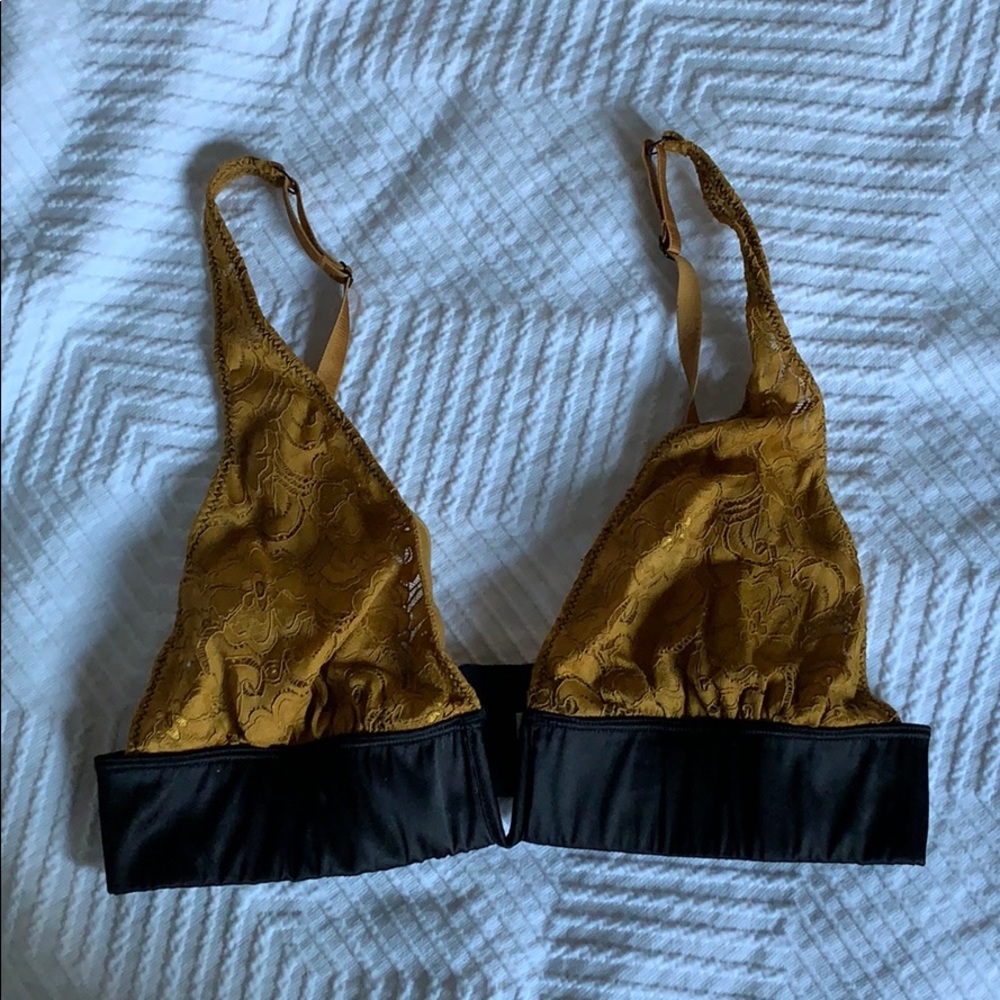 Free people mustard lace bralette